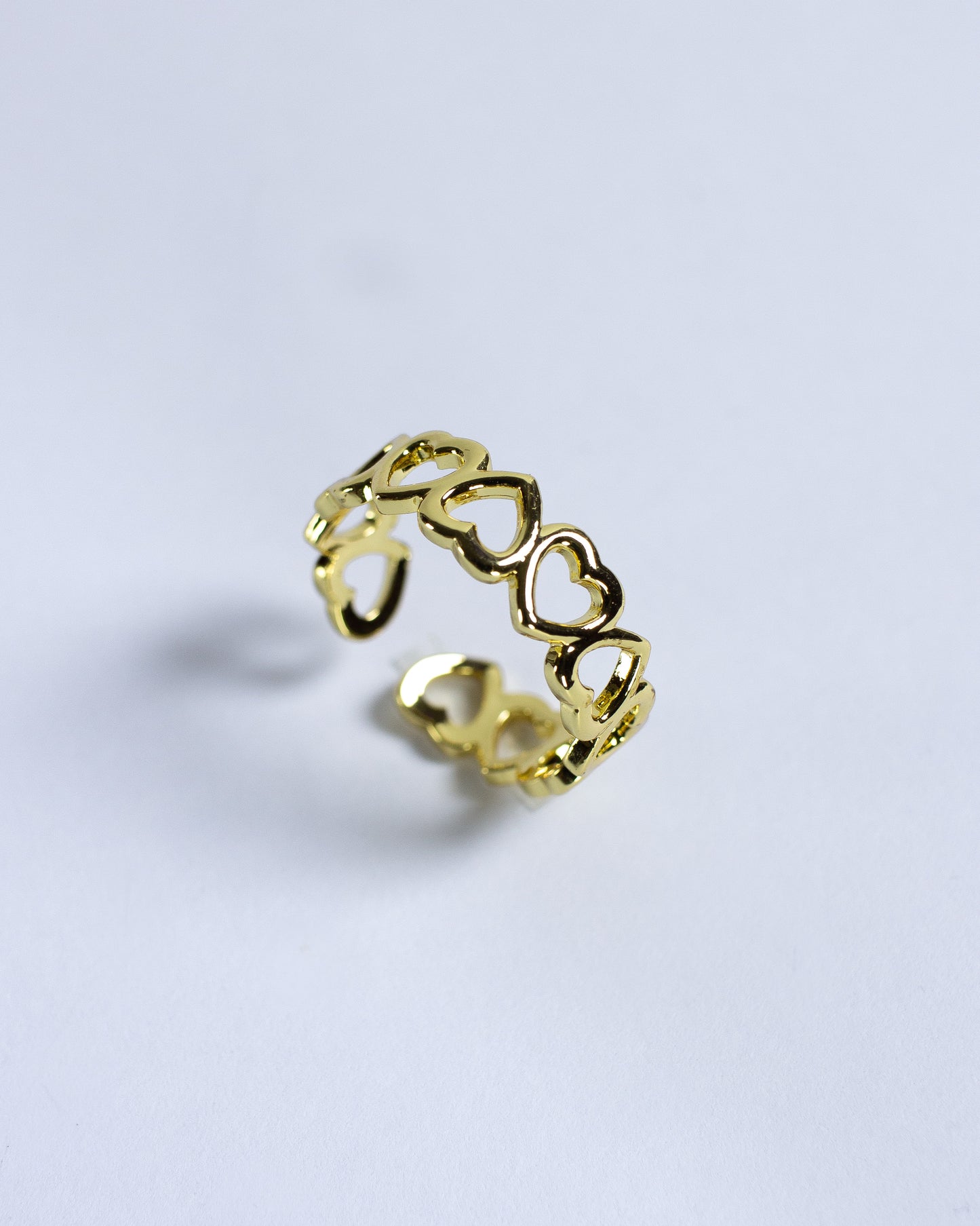 Anillo Ajustable Corazones Dorado