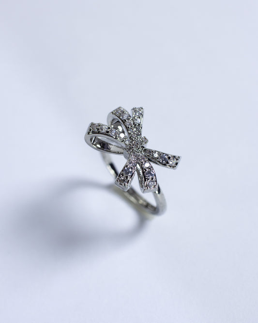 Anillo Ajustable Lazo Plateado