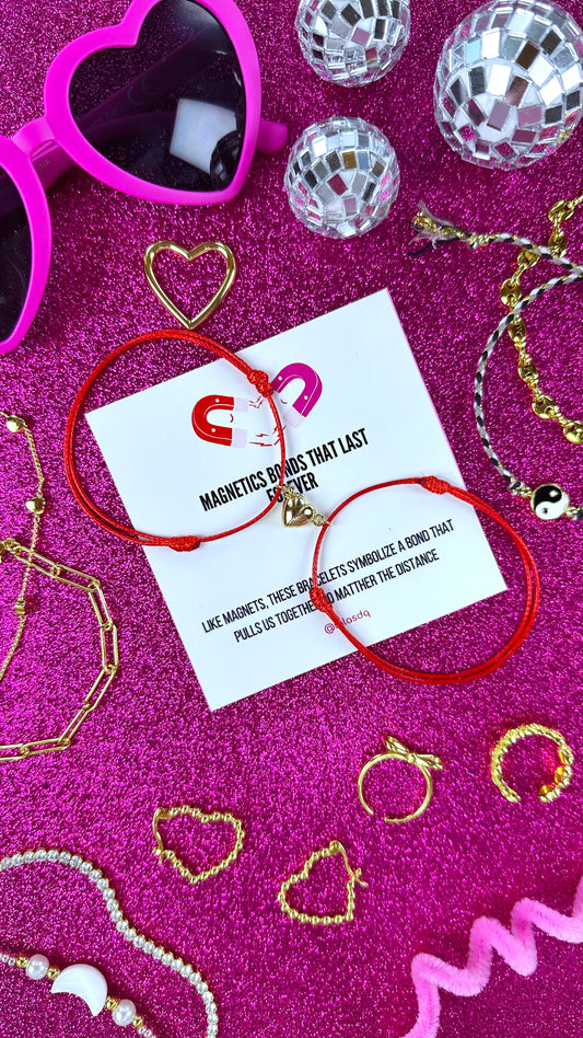 Par Brazaletes Imán corazón Rojo