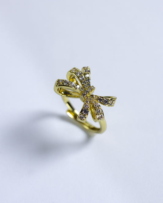 Anillo Ajustable Lazo Dorado