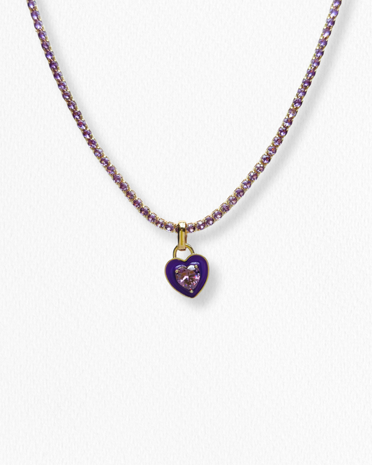 Collar Tennis Corazón Morado