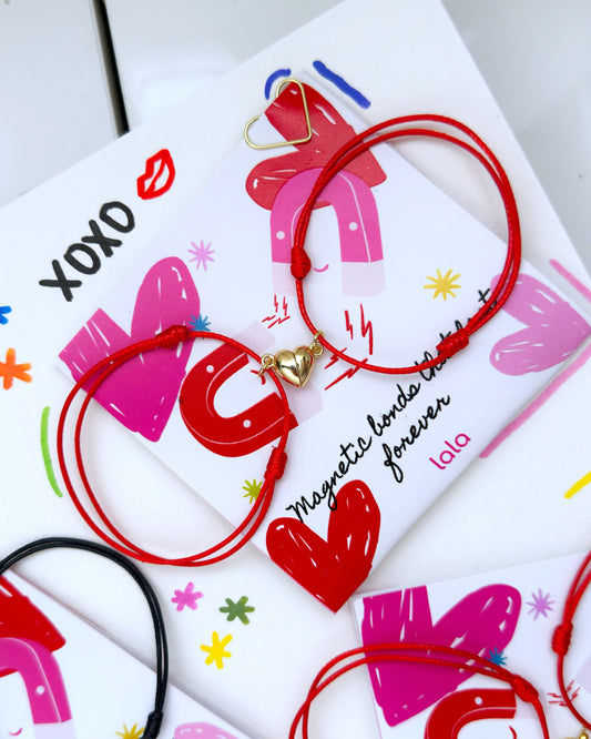 Par Brazaletes Imán corazón Rojo