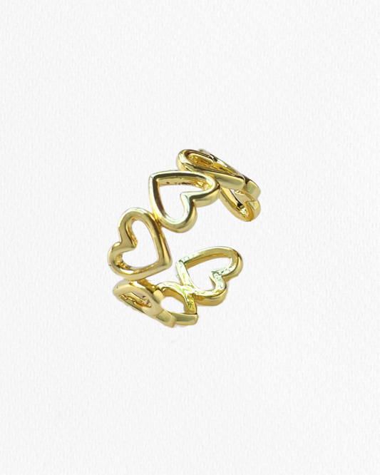 Anillo Ajustable Corazones Dorado