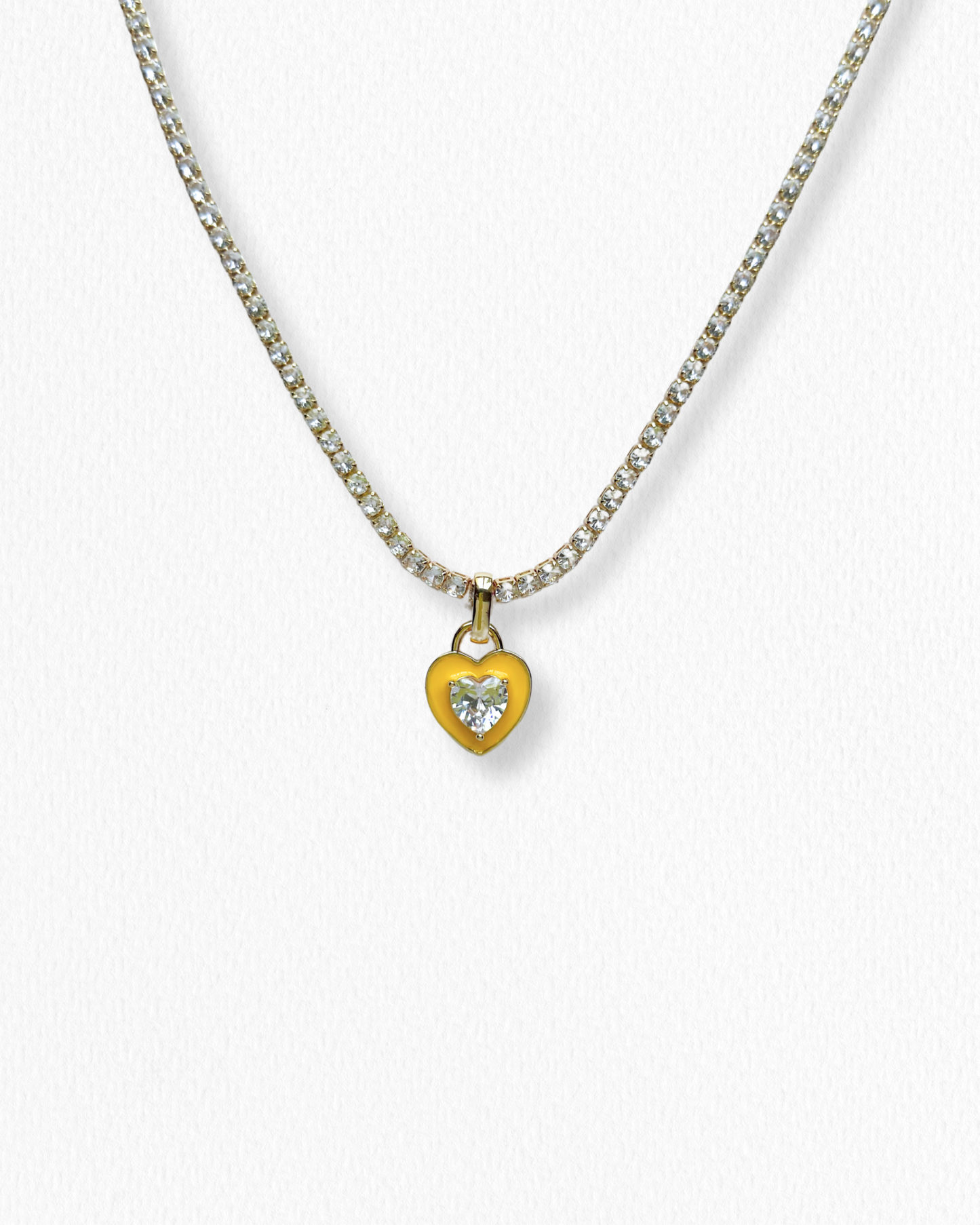 Collar Tennis Corazón Amarillo