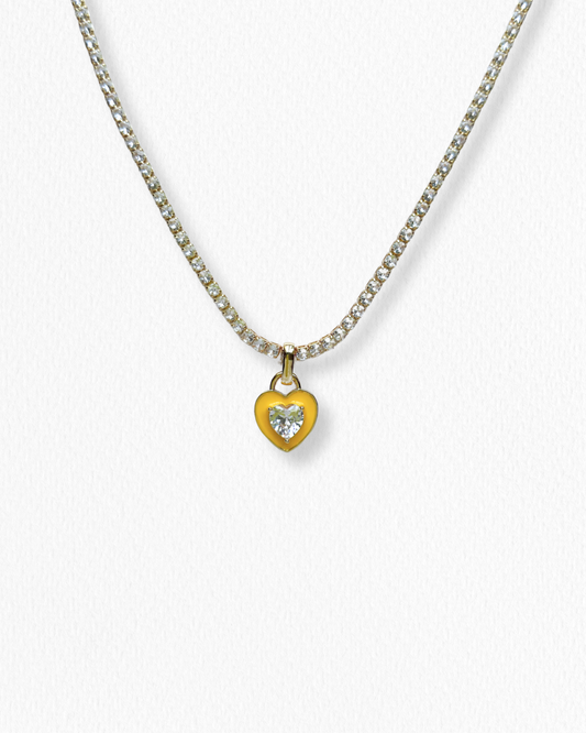 Collar Tennis Corazón Amarillo