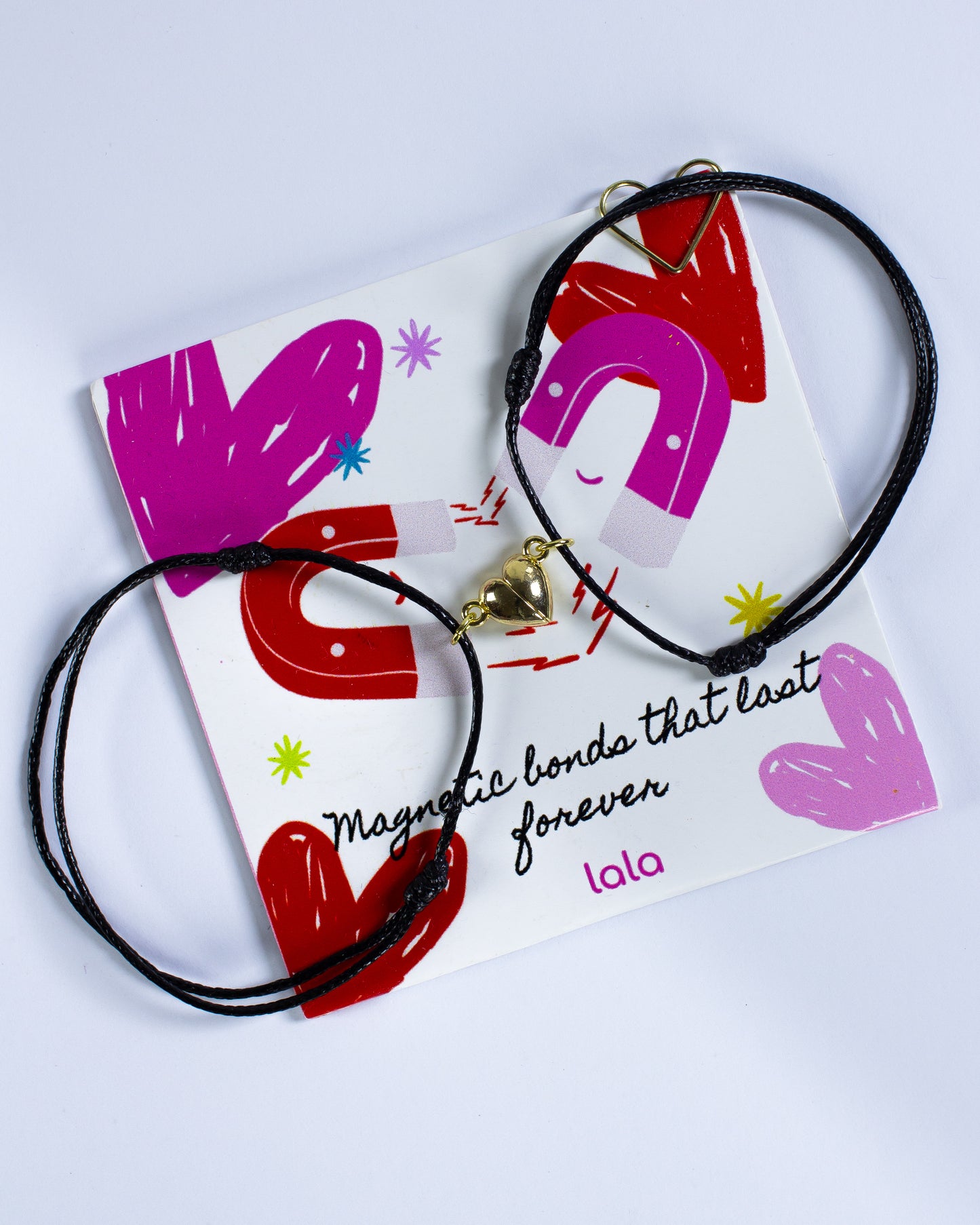 Par Brazaletes Imán corazón Negro