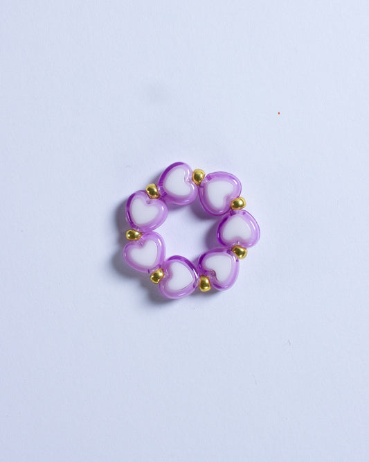 Anillo Corazones Morado