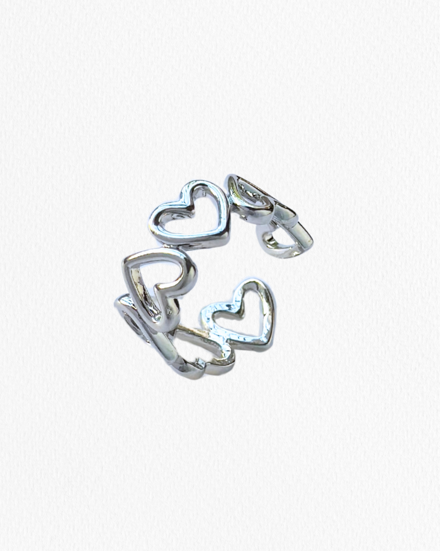 Anillo Ajustable Corazones Plateado