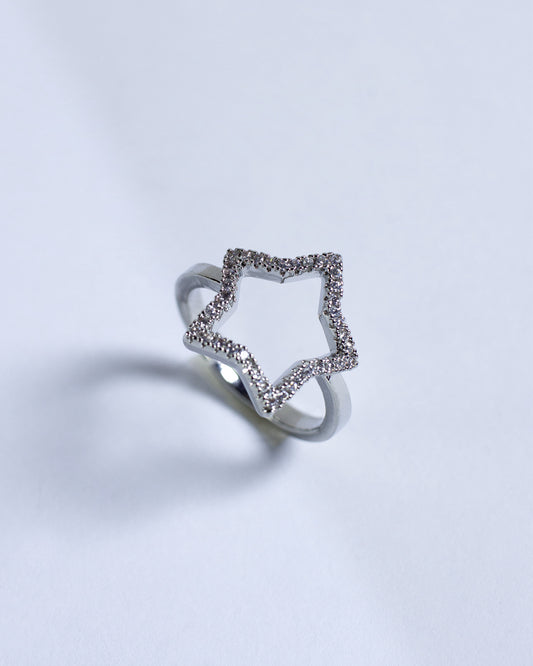 Anillo Ajustable Estrella Plateado