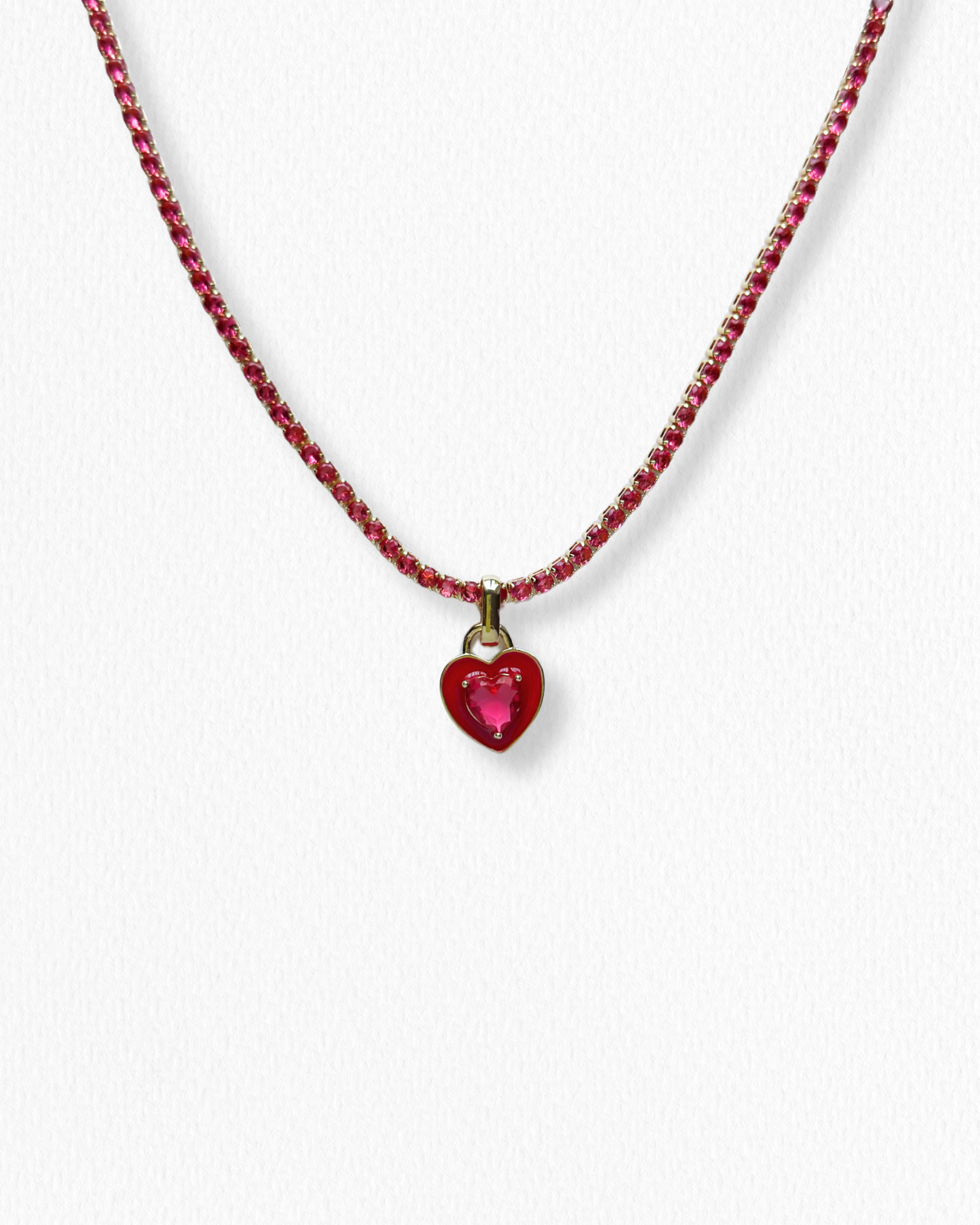 Collar Tennis Corazón Rosa