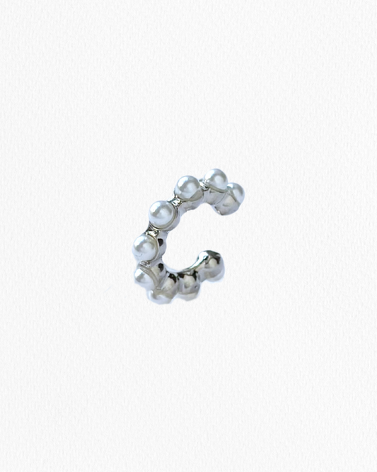 Ear Cuff Perlas Plateado
