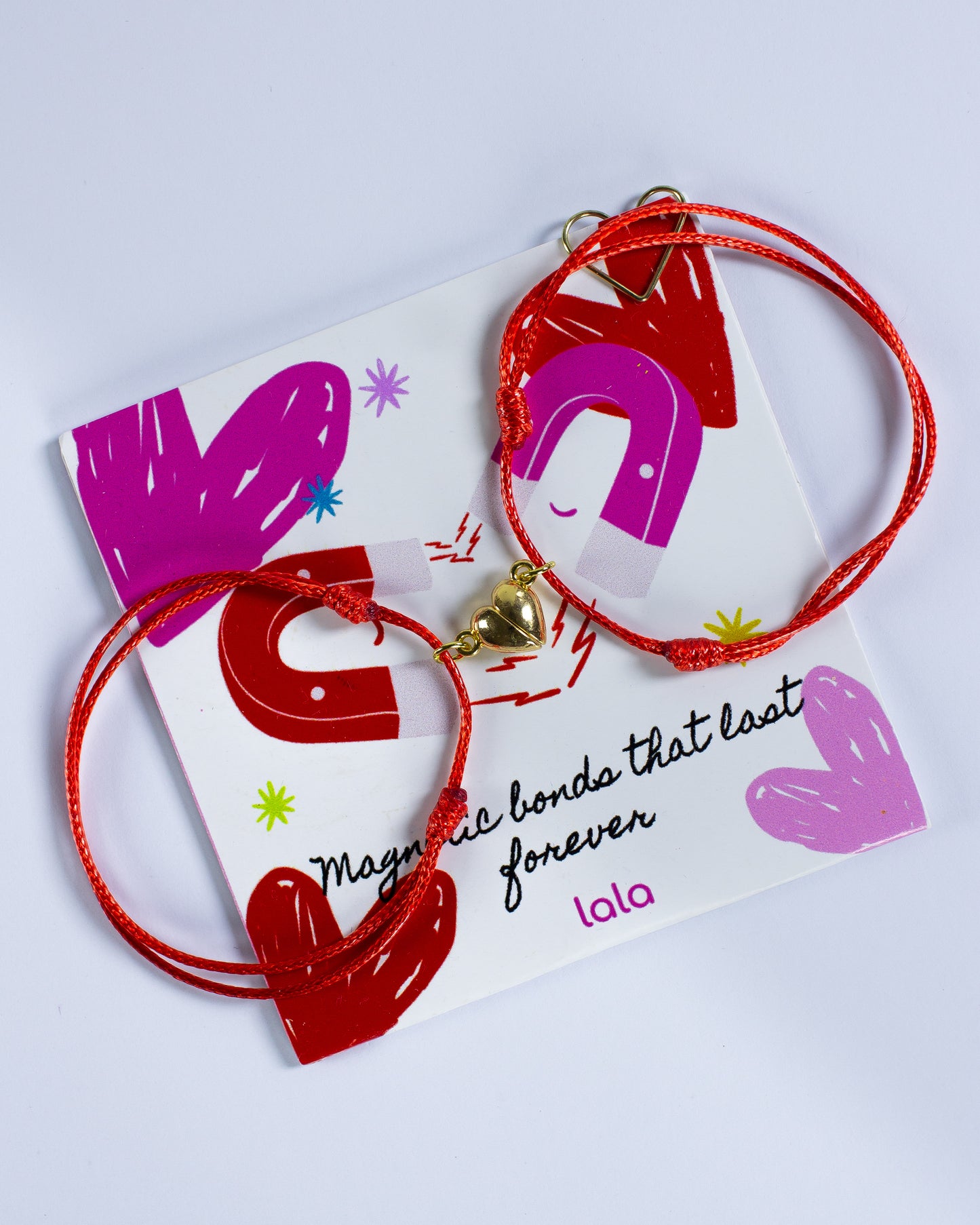 Par Brazaletes Imán corazón Rojo