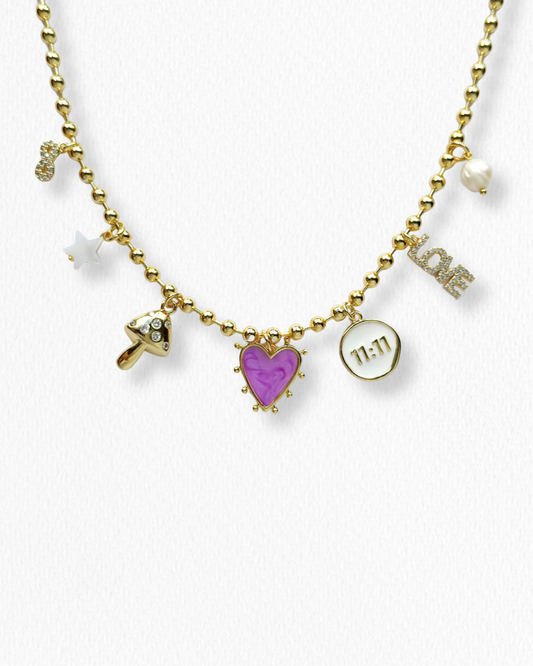 Collar Multi-charms Morado