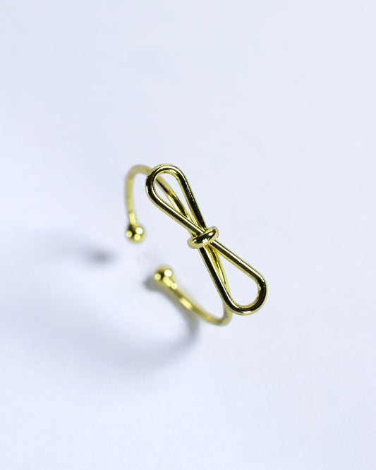 Anillo Ajustable Lazo Dorado